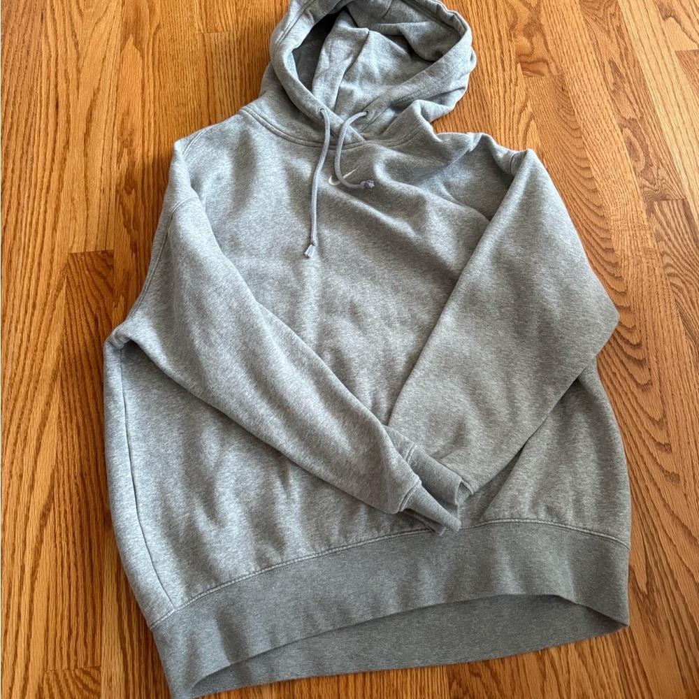 Nike Heather Gray Embroidered Logo Hoodie